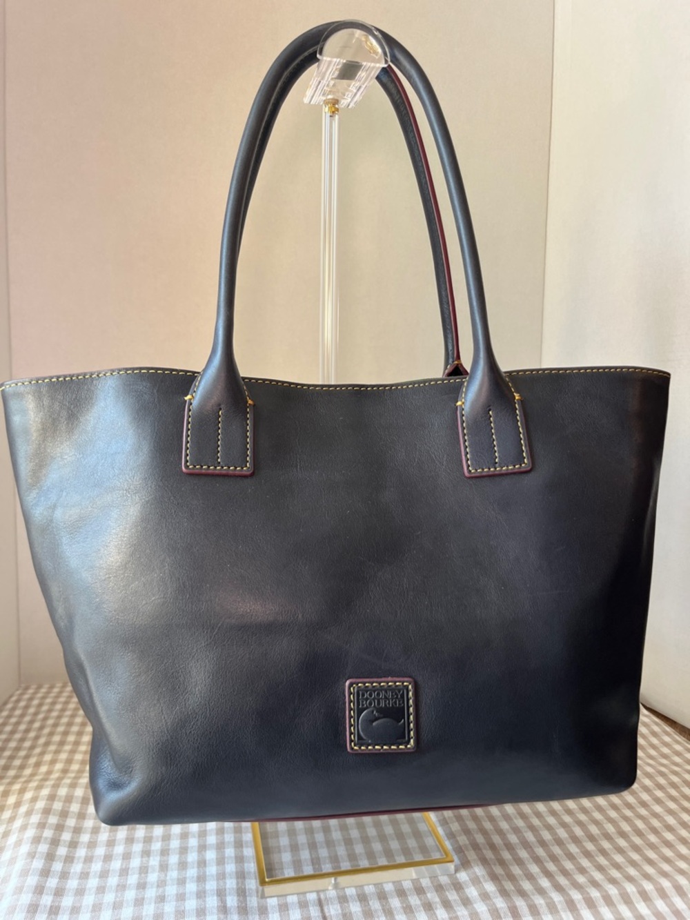 Navy Blue Dooney and Bourke Florentine Leather Medium Russel Tote.